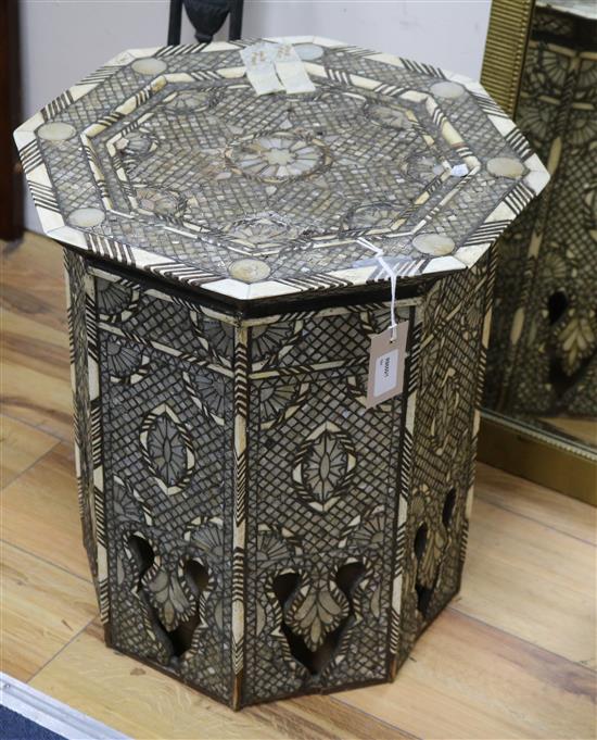 An Eastern mother of pearl and ivory-inlaid octagonal occasional table w.41cm